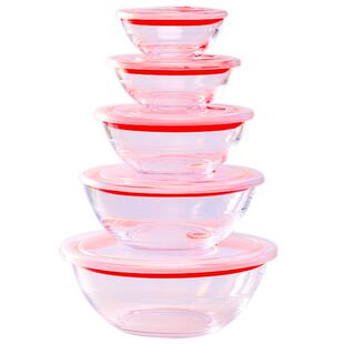 玻璃碗带盖耐热保鲜碗冰箱微波炉专用大容量圆形大号保鲜盒打蛋盆