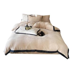 冬天ing｜极简意式中古风牛奶绒四件套加厚珊瑚绒法莱绒1.8床笠款