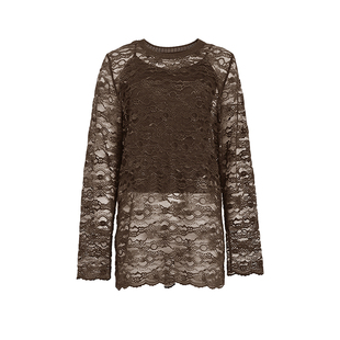 ANOTHER ONE安那迪复古蕾丝勾花设计女时尚镂空长袖上衣两件套