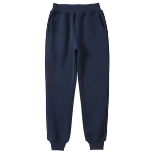 儿童蓝色运动裤男童女童藏青色校裤中小学生校服裤子冬季加绒加厚