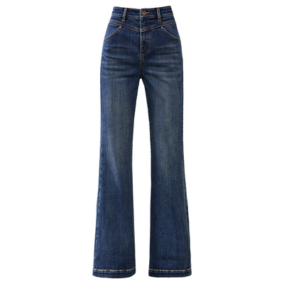 逸阳复古高腰加绒保暖显瘦微喇裤