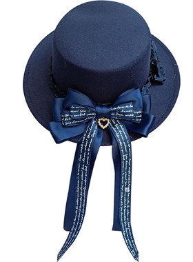 可爱lolita软妹仿羊英伦平沿帽子