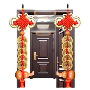五帝钱葫芦挂件门对门黄铜真品五帝葫芦串铜钱古币吉祥中国结