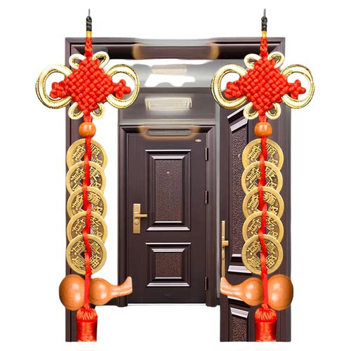 五帝钱葫芦挂件门对门黄铜真品五帝葫芦串铜钱古币吉祥中国结