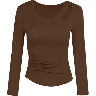 胖梨带胸垫大码运动上衣女修身显瘦瑜伽服长袖胖mm紧身轻弹健身服