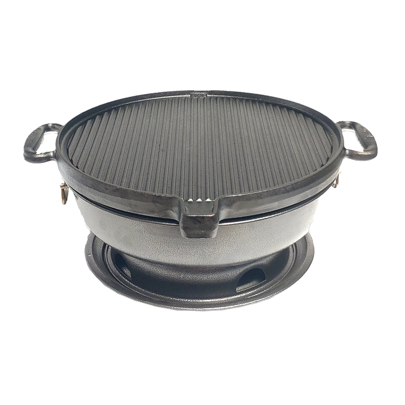 商用大号北京炙子烤肉炉无烟炭湘派齐齐哈尔铸铁平底条纹排油烤盘