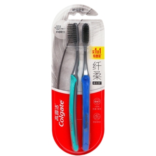 高露洁纤柔备长炭牙刷0.01mm超细软毛银离子竹炭深度清洁成人牙刷