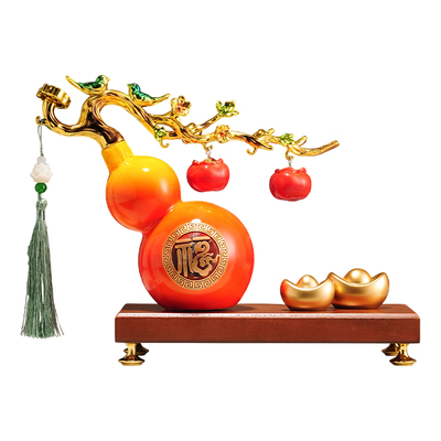 高档新款柿柿如意葫芦招财摆件轻奢客厅酒柜办公室装饰品乔迁礼物