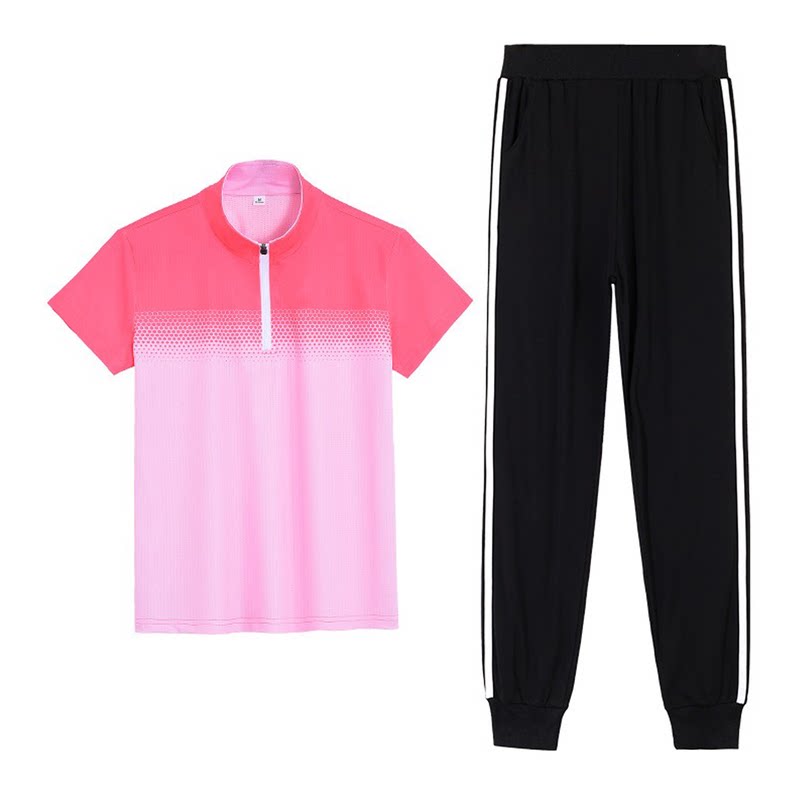渐变色冰丝速干运动服套装女夏季