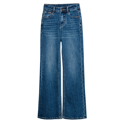 罗衣时尚牛仔蓝微喇牛仔裤