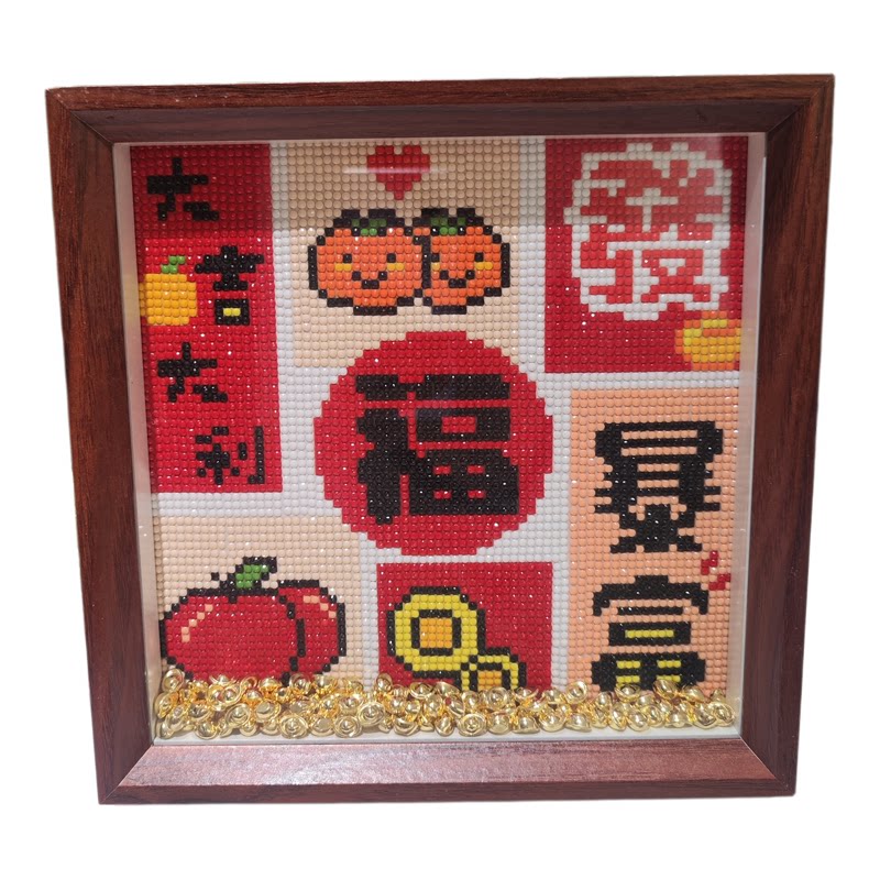 发财暴富大吉大利喜庆带框钻石画