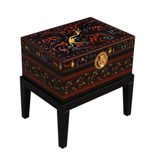 汉纹仿古实木扣箱设计师款平遥漆器手绘复古衣箱中国风陪嫁箱藏箱