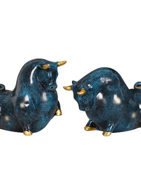 励志牛气冲天摆件树脂创意牛工艺品办公室装饰品开业送礼招财进宝