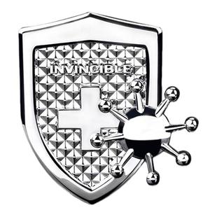 汽车个性创意趣味车贴防御盾牌金属车标改装车身贴电动车防护装饰