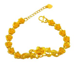 越南沙金手链女士999镀假黄金色纯金色手饰仿真金手镯子女款首饰