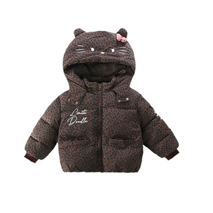 女童棉袄2025新款冬装宝宝棉服儿童冬季加绒加厚豹纹棉衣短款外套
