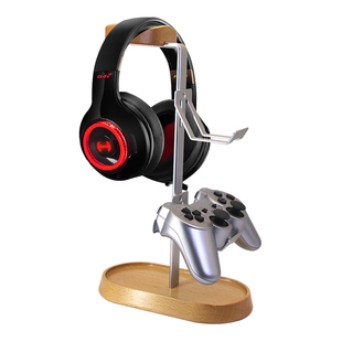 头戴式耳机支架实木耳机架挂架电脑电竞桌面游戏手柄金属托架耳麦