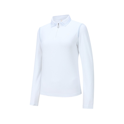 女士高尔夫肩部花瓣长袖POLO衫