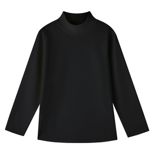 euv 儿童德绒半高领打底衫男女童黑白色长袖上衣青少年内搭打底衣