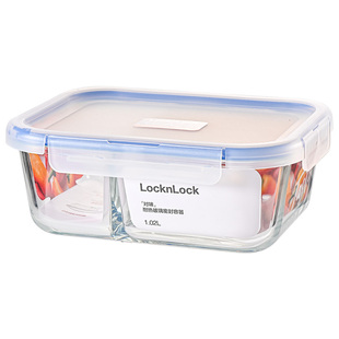 乐扣乐扣玻璃保鲜盒耐高温上班族饭盒微波炉加热专用分隔便当大号