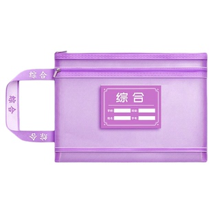 科目分类袋小学生文件收纳书手提袋大容量拉链式学生拎书籍资料试卷男女孩a4a5作业袋补习课考试专用网纱袋子