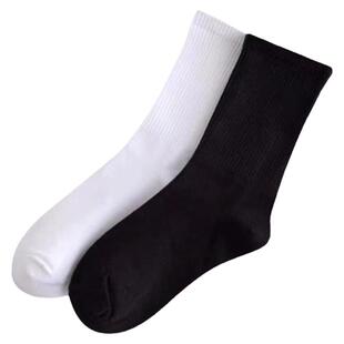 韩版中筒长筒袜男女袜黑白纯色薄款潮流情侣百搭男士运动袜子女
