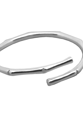 竹节戒指清新纯银开口日韩女尾戒