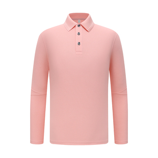 珠宝店员纯棉纯色工装polo衫长袖家电卖场工作服T恤定制印字logo