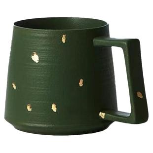 秋野家景德镇手作大号带盖洒金马克杯陶瓷水杯复古高端咖啡杯个性