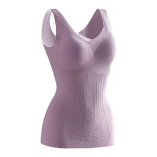 2025秋冬加厚保暖磨毛雕花背心2代美体无痕带胸垫收腹收腰塑身衣