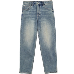 [四季恒温]907杰克琼斯美式宽松阔腿猫须复古牛仔裤长裤子男装