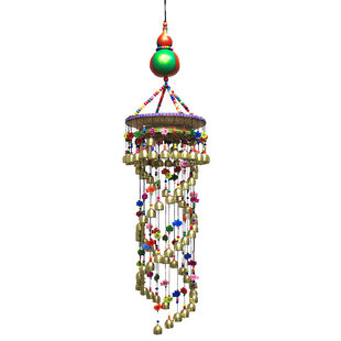 竹编果盘风铃大号双层铃铛挂饰云南民族特色吊饰酒店客厅装饰挂件