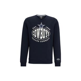 HUGO BOSS 字母图案印花圆领宽松长袖卫衣 男款 牛仔蓝