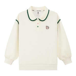 左西女童娃娃领卫衣春秋款2025新款儿童白色Polo衫学院风女孩上衣