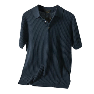 当家工艺！16针横机人字纹针织~夏季男士商务休闲POLO衫短袖T恤潮