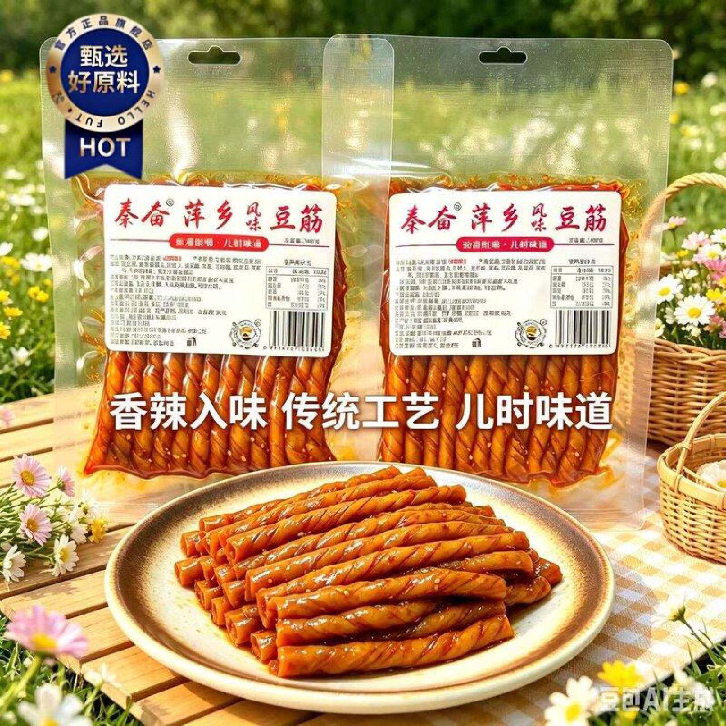 萍乡风味豆筋辣条108g秦奋老式麻辣面筋豆皮卷相思卷休闲辣味零食