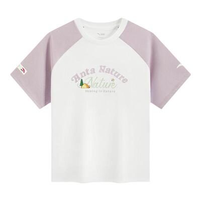 安踏儿童女大童针织短袖衫