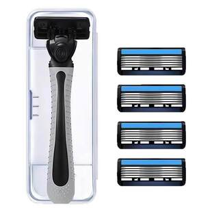 手动剃须刀六层刮脸刀片男士生刮胡子胡须刀通用6层剃毛刀头刀架