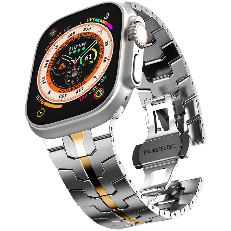 maenwvo钢铁侠元素适用苹果iwatch10表带高级不锈钢金属电镀工艺升级间金系列49mm男applewatchul