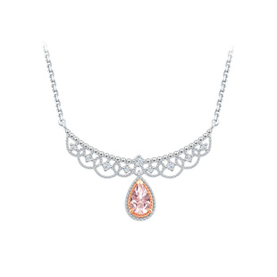 周大福SOINLOVE 月桂之心18K金摩根石钻石项链锁骨链生日礼物