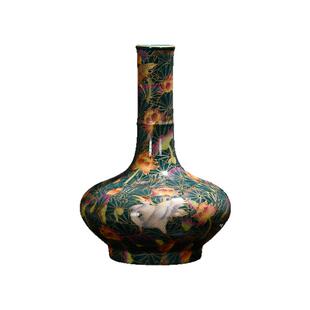 景德镇陶瓷花瓶仿古手绘金丝珐琅彩花鸟胆瓶中式博古架古典摆件