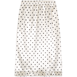 今屿花花半身裙女2025新款冬波点加绒松紧腰木耳边半裙小个子裙子