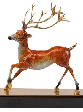 铜鹿中式客厅玄关高档摆件工艺品