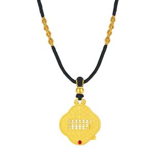 周大生四叶草如意算盘项链女纯银编绳秋冬配饰锁骨链生日礼物