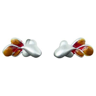 足银999珐琅彩锦鲤耳钉