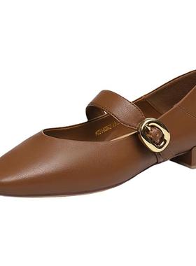 红蜻蜓法式玛丽珍女鞋2024春新款小皮鞋一字带浅口舒适通勤单鞋女