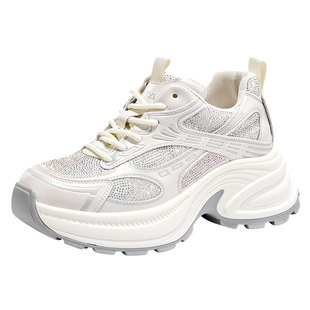 日泰增高6CM老爹鞋2025秋季新款透气时尚女鞋厚底显高运动休闲鞋