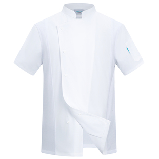 弹力厨师工作服定制印logo夏季短袖高端酒店后厨房薄款服务员工装