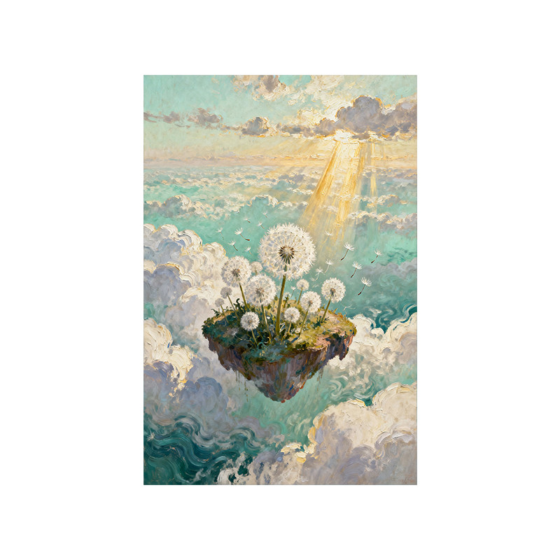 可班手绘油画云海添财玄关装饰画