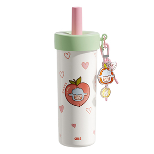 aks小羊波德莱尔联名款保温杯女吸管杯高颜值咖啡杯2025新款水杯